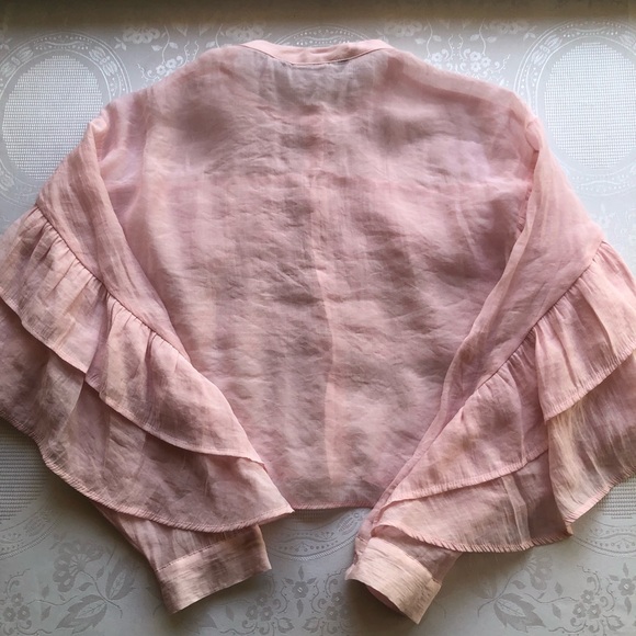 Zara Blush Pink Layered Tiered Blouse Women’s Size XS Bohemian Style Shirt Top - Picture 12 of 16